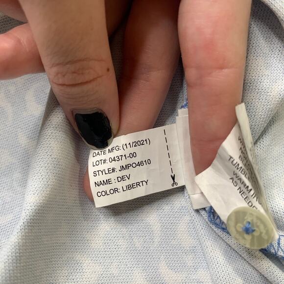 Johnnie O Polo Shirt Mens M Blue Dev Golf Printed Performance Querencia LOGO - Picture 5 of 10